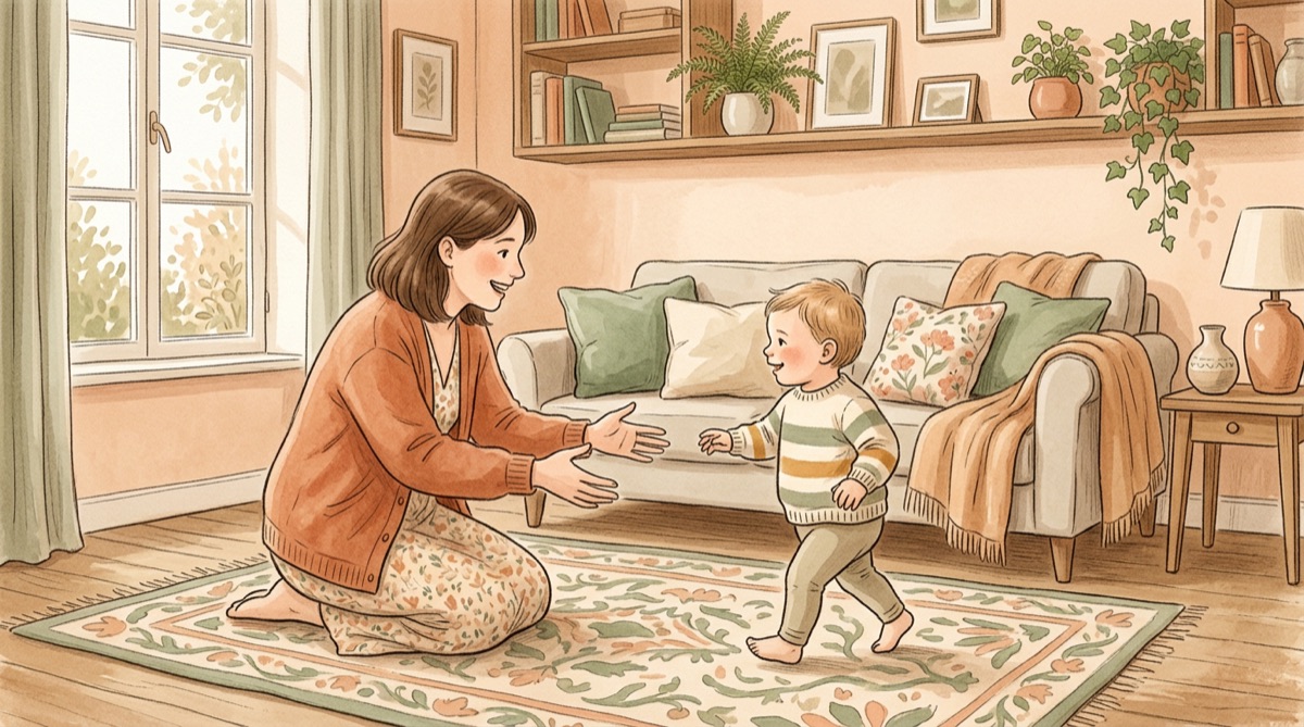 Illustration : Les premiers pas de bébé : accompagner sans précipiter